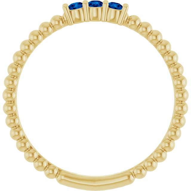 14K Yellow Lab-Grown Blue Sapphire Beaded Ring