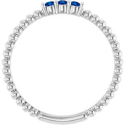Sterling Silver Lab-Grown Blue Sapphire Beaded Ring