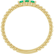 14K Yellow Lab-Grown Emerald Beaded Ring