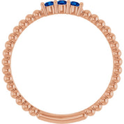14K Rose Lab-Grown Blue Sapphire Beaded Ring