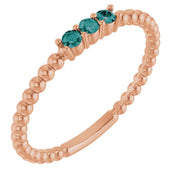 14K Rose Lab-Grown Alexandrite Beaded Ring