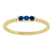 14K Yellow Lab-Grown Blue Sapphire Beaded Ring