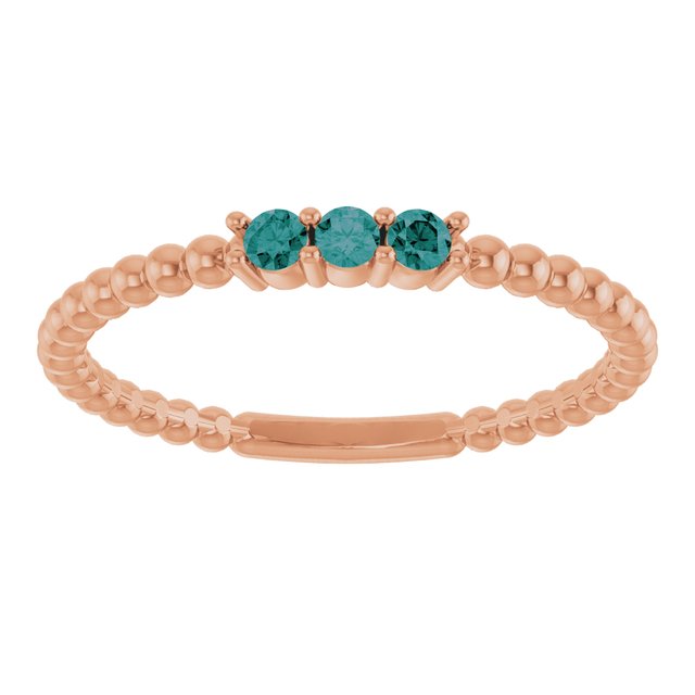 14K Rose Lab-Grown Alexandrite Beaded Ring