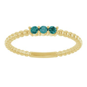 14K Yellow Lab-Grown Alexandrite Beaded Ring
