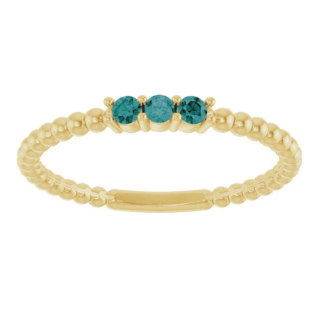 14K Yellow Lab-Grown Alexandrite Beaded Ring