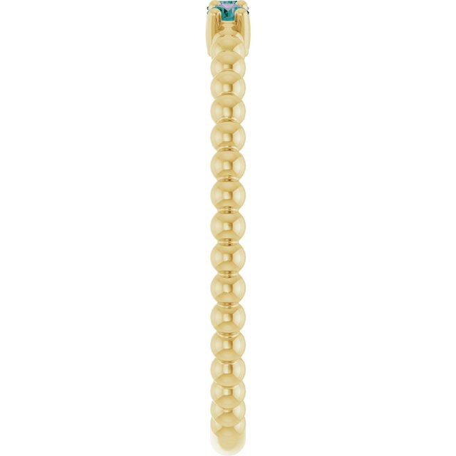 14K Yellow Lab-Grown Alexandrite Beaded Ring