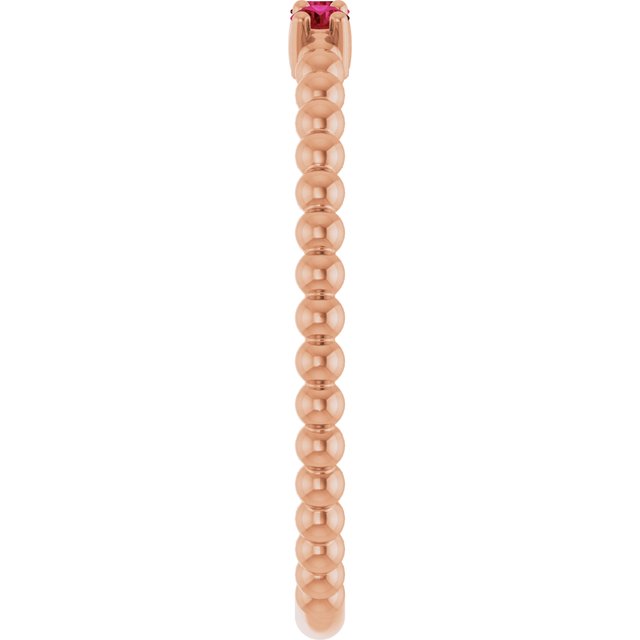 14K Rose Natural Ruby Beaded Ring