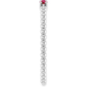 Sterling Silver Natural Ruby Beaded Ring
