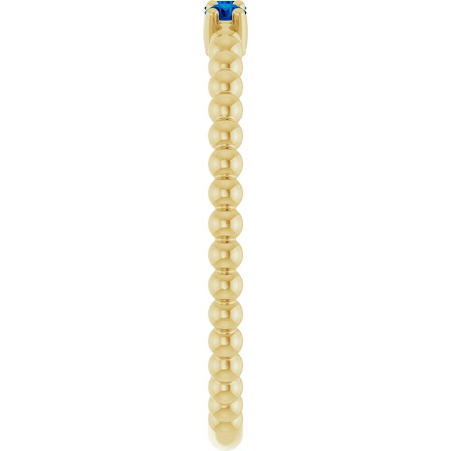 14K Yellow Lab-Grown Blue Sapphire Beaded Ring