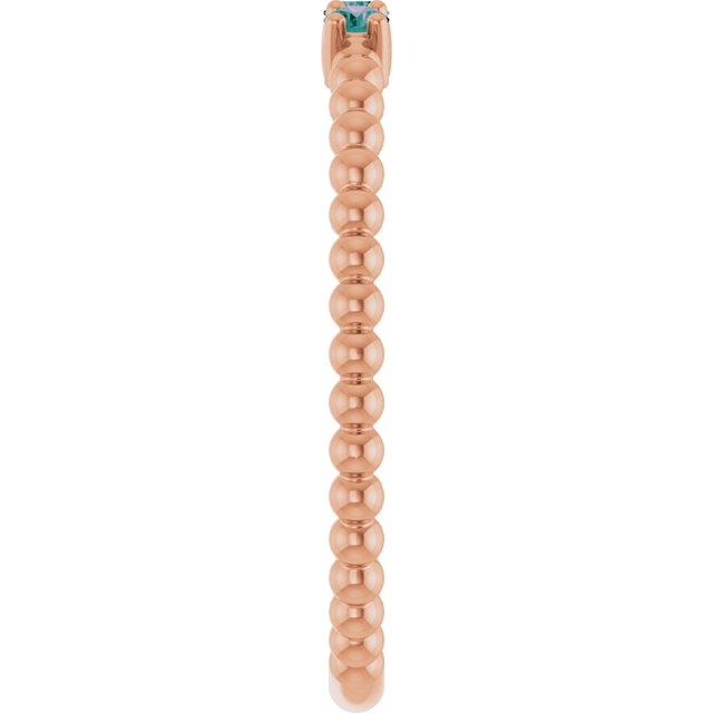 14K Rose Lab-Grown Alexandrite Beaded Ring