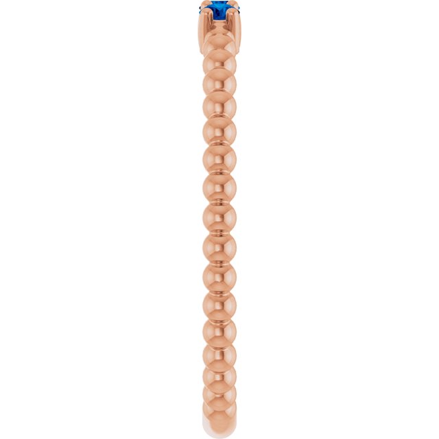 14K Rose Lab-Grown Blue Sapphire Beaded Ring