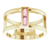 14K Yellow Natural Pink Tourmaline Negative Space Ring