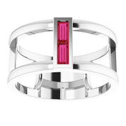 14K White Natural Ruby Negative Space Ring