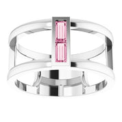 14K White Natural Pink Tourmaline Negative Space Ring