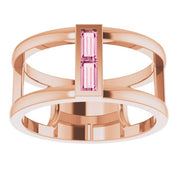 14K Rose Natural Pink Tourmaline Negative Space Ring