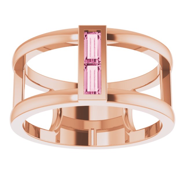 14K Rose Natural Pink Tourmaline Negative Space Ring
