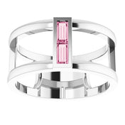 Platinum Natural Pink Tourmaline Negative Space Ring