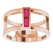 14K Rose Natural Ruby Negative Space Ring