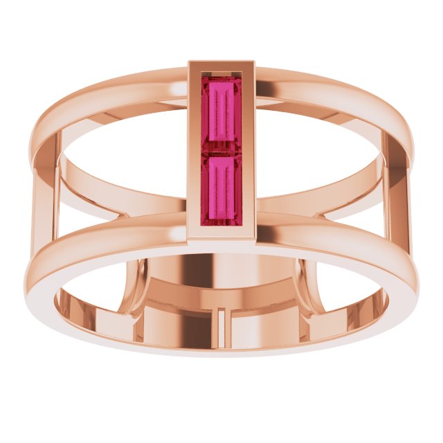 14K Rose Natural Ruby Negative Space Ring