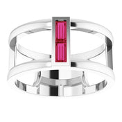 Platinum Natural Ruby Negative Space Ring
