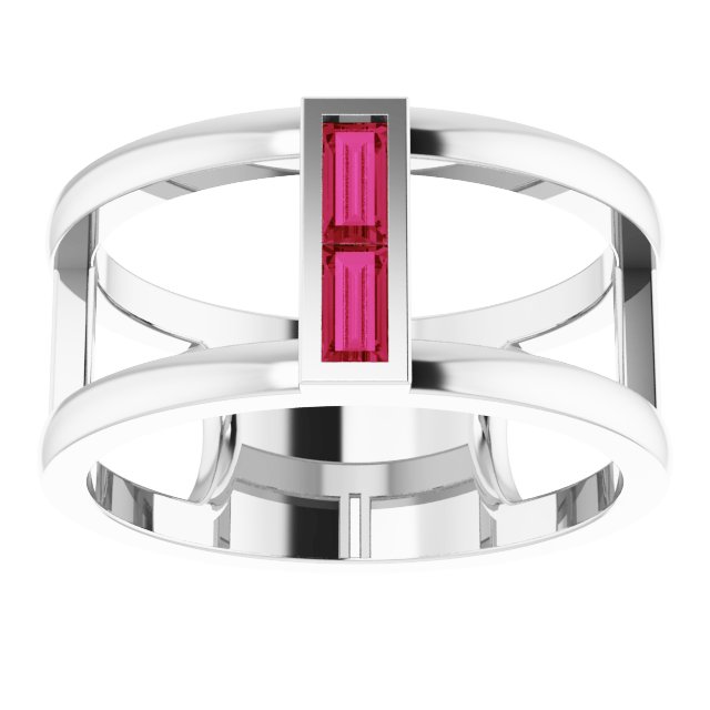 Platinum Natural Ruby Negative Space Ring