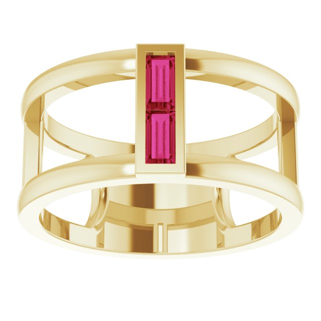 14K Yellow Natural Ruby Negative Space Ring