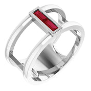 Platinum Natural Ruby Negative Space Ring
