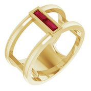 14K Yellow Natural Ruby Negative Space Ring