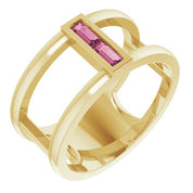 14K Yellow Natural Pink Tourmaline Negative Space Ring