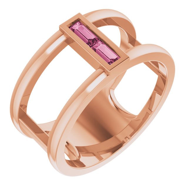 14K Rose Natural Pink Tourmaline Negative Space Ring