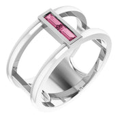 Platinum Natural Pink Tourmaline Negative Space Ring