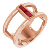 14K Rose Natural Ruby Negative Space Ring