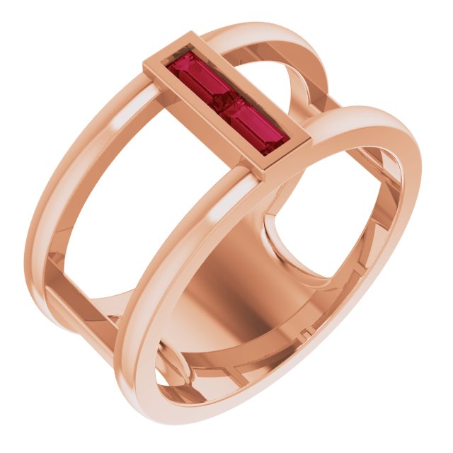 14K Rose Natural Ruby Negative Space Ring