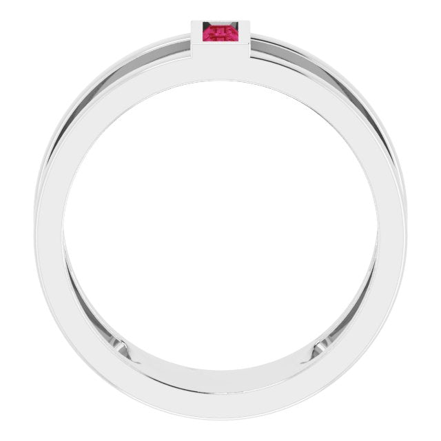 14K White Natural Ruby Negative Space Ring
