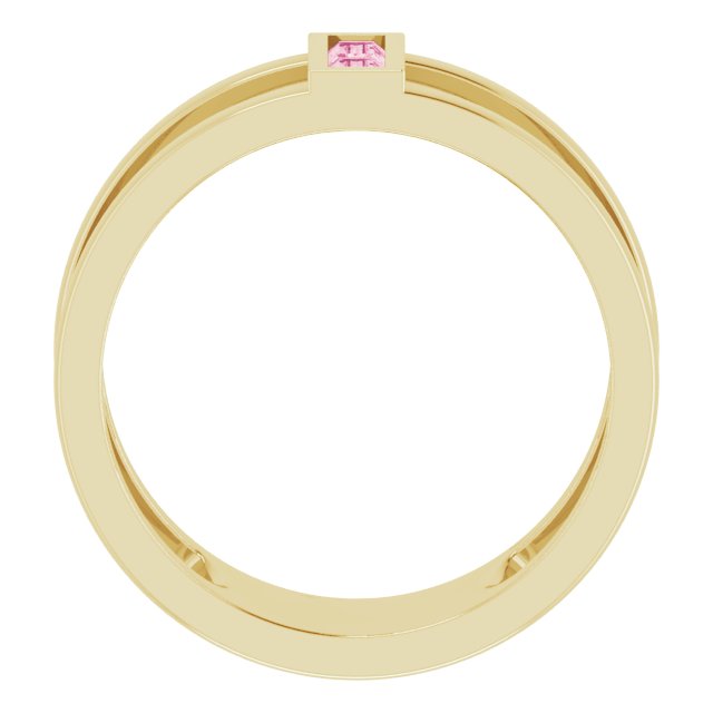 14K Yellow Natural Pink Tourmaline Negative Space Ring
