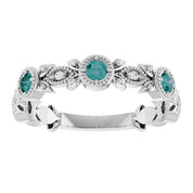 14K White Lab-Grown Alexandrite & .03 CTW Natural Diamond Leaf Ring