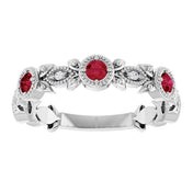 Platinum Natural Ruby & .03 CTW Natural Diamond Leaf Ring