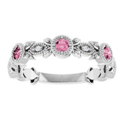 Platinum Natural Pink Tourmaline & .03 CTW Natural Diamond Leaf Ring