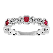 Sterling Silver Natural Ruby & .03 CTW Natural Diamond Leaf Ring