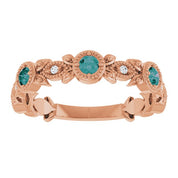 14K Rose Lab-Grown Alexandrite & .03 CTW Natural Diamond Leaf Ring