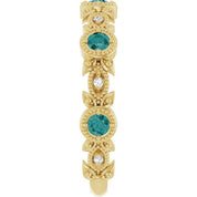 14K Yellow Lab-Grown Alexandrite & .03 CTW Natural Diamond Leaf Ring