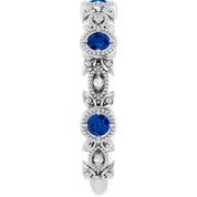 Platinum Natural Lab-Grown Blue Sapphire & .03 CTW Natural Diamond Leaf Ring