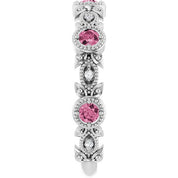 Platinum Natural Pink Tourmaline & .03 CTW Natural Diamond Leaf Ring