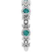 Sterling Silver Lab-Grown Alexandrite & .03 CTW Natural Diamond Leaf Ring