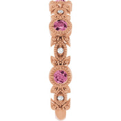 14K Rose Natural Pink Tourmaline & .03 CTW Natural Diamond Leaf Ring