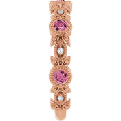 14K Rose Natural Pink Tourmaline & .03 CTW Natural Diamond Leaf Ring