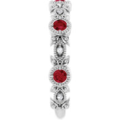 Sterling Silver Natural Lab-Grown Ruby & .03 CTW Natural Diamond Leaf Ring
