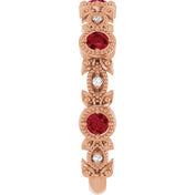 14K Rose Lab-Grown Ruby & .03 CTW Natural Diamond Ring