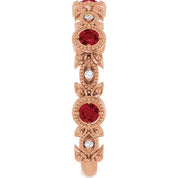 14K Rose Natural Ruby & .03 CTW Natural Diamond Leaf Ring