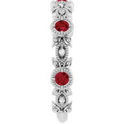 Sterling Silver Natural Ruby & .03 CTW Natural Diamond Leaf Ring
